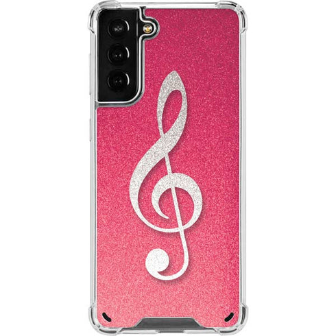 Pink Glitter Music Note Galaxy S21 Plus 5G Clear Case