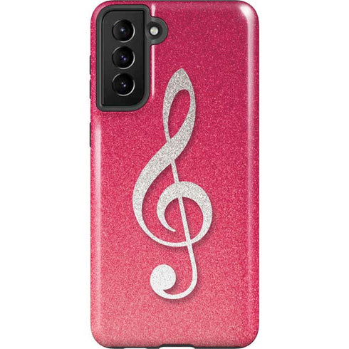 Pink Glitter Music Note Galaxy S21 Plus 5G Pro Case