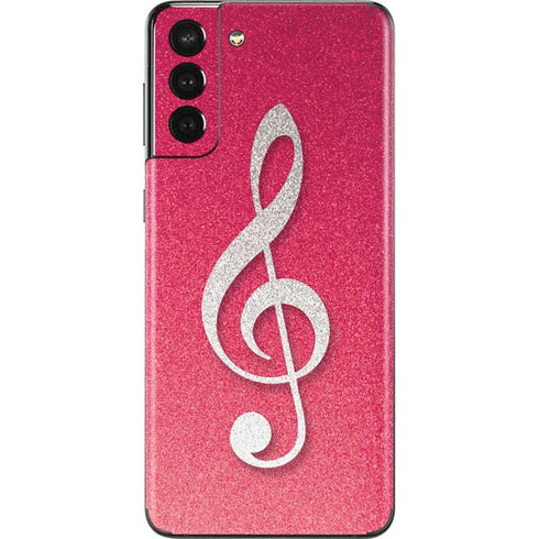 Pink Glitter Music Note Galaxy S21 Plus 5G Skin