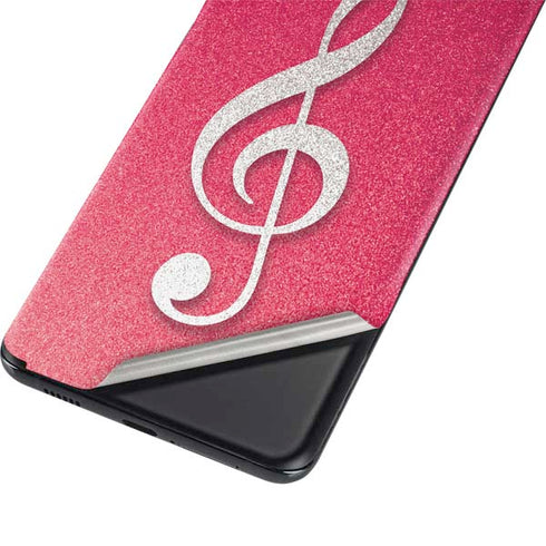 Pink Glitter Music Note Galaxy S21 Plus 5G Skin