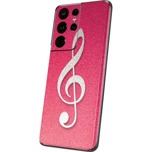 Pink Glitter Music Note Galaxy S21 Ultra 5G Skin