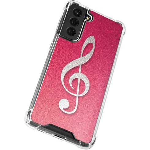 Pink Glitter Music Note Galaxy S22 Plus Clear Case
