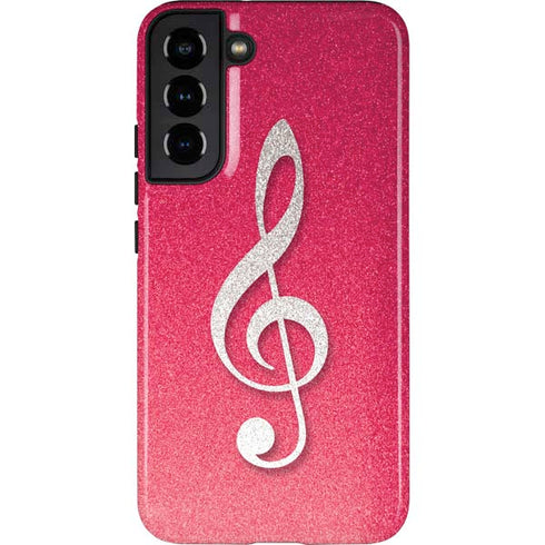 Pink Glitter Music Note Galaxy S22 Plus Pro Case