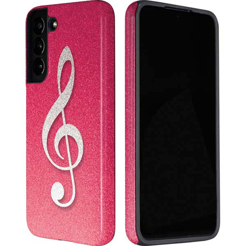 Pink Glitter Music Note Galaxy S22 Plus Pro Case