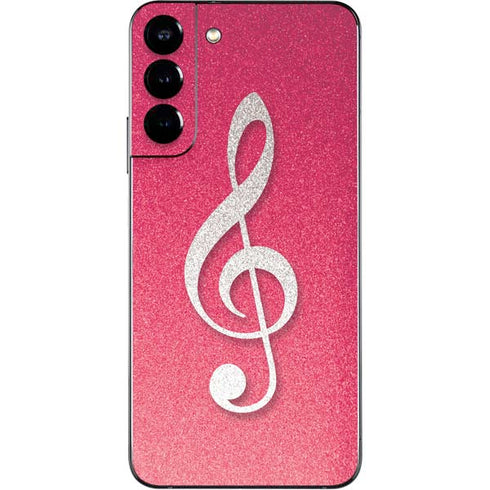 Pink Glitter Music Note Galaxy S22 Plus Skin