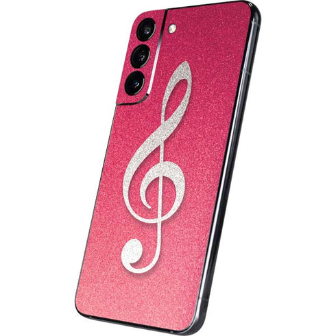 Pink Glitter Music Note Galaxy S22 Plus Skin