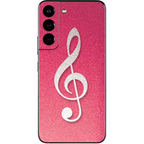 Pink Glitter Music Note Galaxy S22 Skin