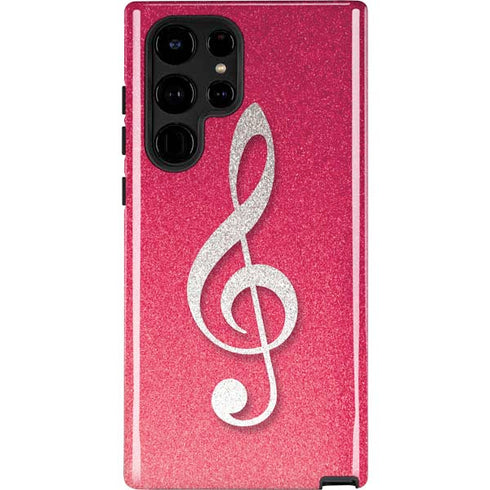 Pink Glitter Music Note Galaxy S22 Ultra Pro Case