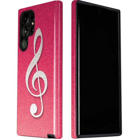 Pink Glitter Music Note Galaxy S22 Ultra Pro Case