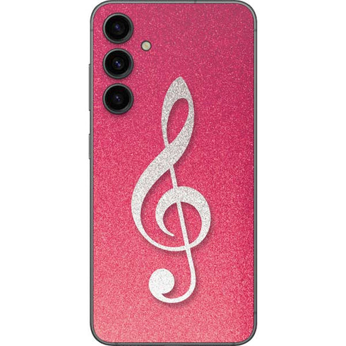 Pink Glitter Music Note Galaxy S23 FE Skin
