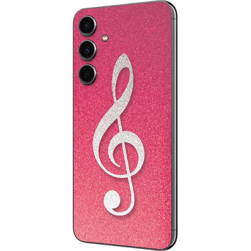 Pink Glitter Music Note Galaxy S23 FE Skin