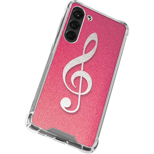 Pink Glitter Music Note Galaxy S23 Plus Clear Case