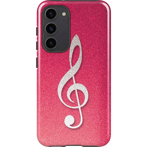 Pink Glitter Music Note Galaxy S23 Plus Pro Case