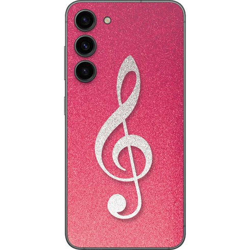 Pink Glitter Music Note Galaxy S23 Plus Skin