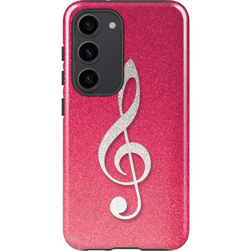 Pink Glitter Music Note Galaxy S23 Pro Case