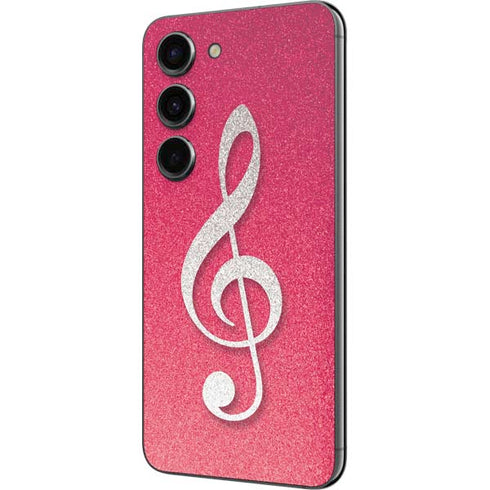 Pink Glitter Music Note Galaxy S23 Skin