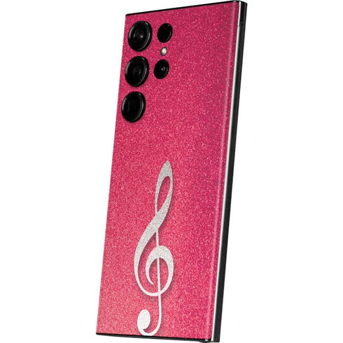 Pink Glitter Music Note Galaxy S23 Ultra Skin