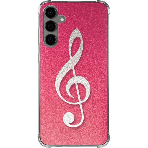 Pink Glitter Music Note Galaxy S24 Plus Clear Case