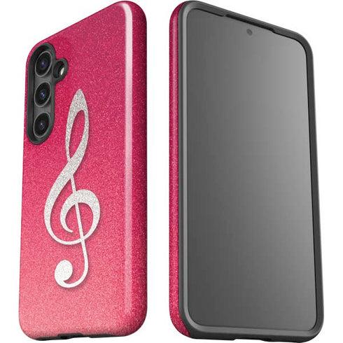 Pink Glitter Music Note Galaxy S24 Plus Impact Case