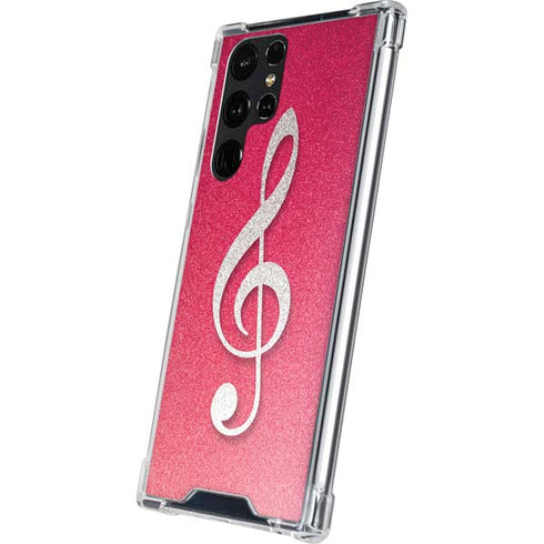 Pink Glitter Music Note Galaxy S24 Ultra Clear Case
