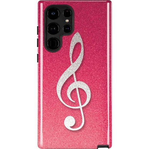 Pink Glitter Music Note Galaxy S24 Ultra Impact Case