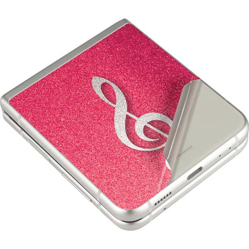 Pink Glitter Music Note Galaxy Z Flip3 5G Skin
