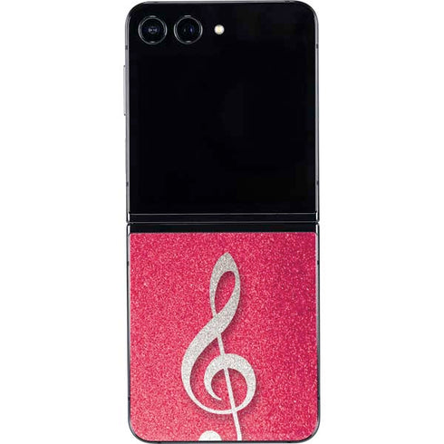 Pink Glitter Music Note Galaxy Z Flip5 5G Skin
