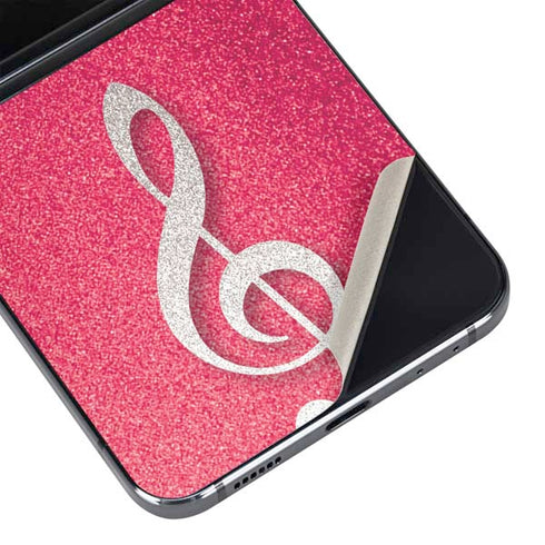 Pink Glitter Music Note Galaxy Z Flip5 5G Skin