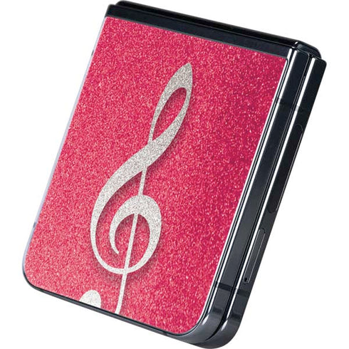 Pink Glitter Music Note Galaxy Z Flip5 5G Skin