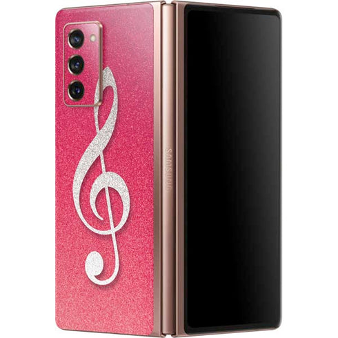 Pink Glitter Music Note Galaxy Z Fold2 5G Skin