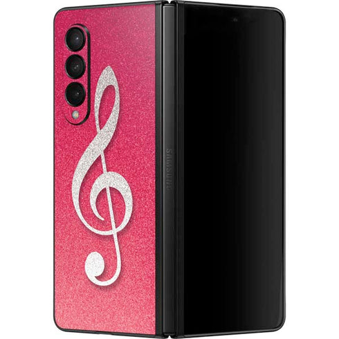 Pink Glitter Music Note Galaxy Z Fold3 5G Skin