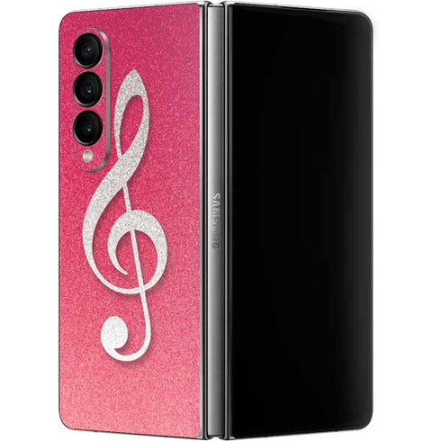 Pink Glitter Music Note Galaxy Z Fold4 5G Skin
