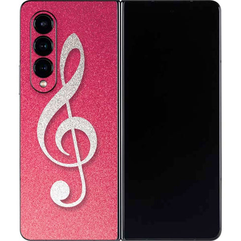 Pink Glitter Music Note Galaxy Z Fold4 5G Skin
