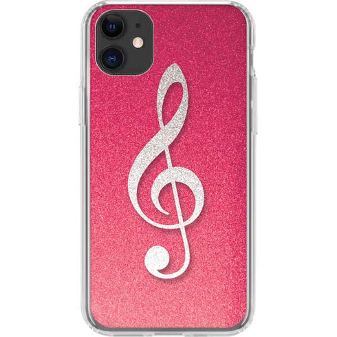 Pink Glitter Music Note iPhone 11 Clear Case