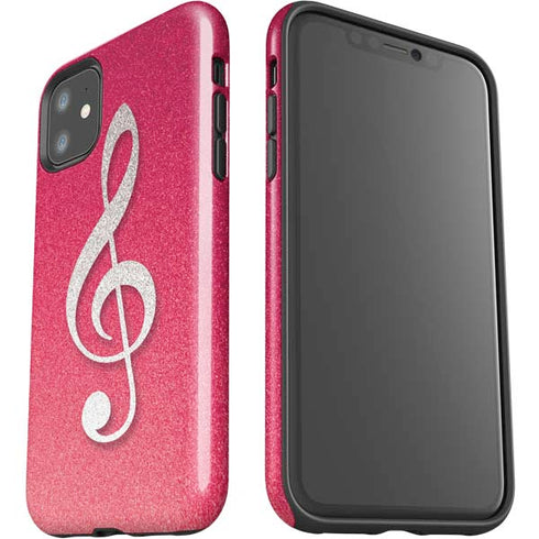 Pink Glitter Music Note iPhone 11 Impact Case