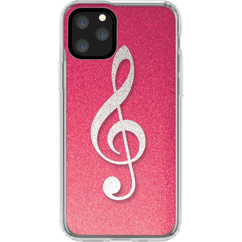 Pink Glitter Music Note iPhone 11 Pro Clear Case