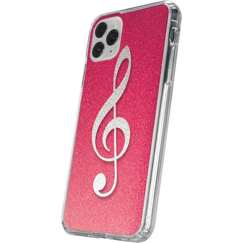 Pink Glitter Music Note iPhone 11 Pro Clear Case