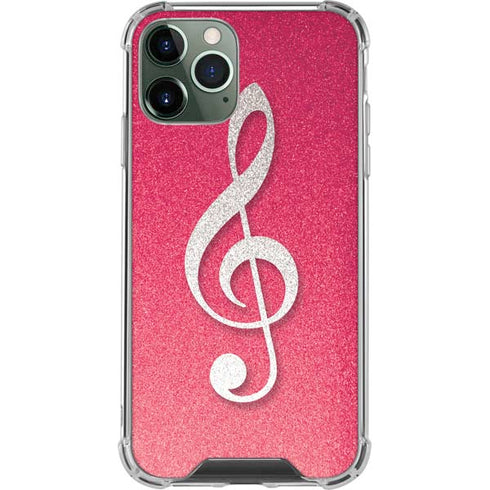 Pink Glitter Music Note iPhone 11 Pro Max Clear Case