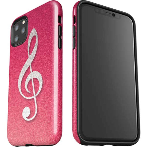Pink Glitter Music Note iPhone 11 Pro Max Impact Case