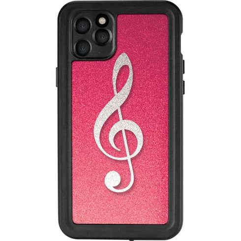 Pink Glitter Music Note iPhone 11 Pro Max Waterproof Case