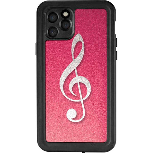 Pink Glitter Music Note iPhone 11 Pro Waterproof Case