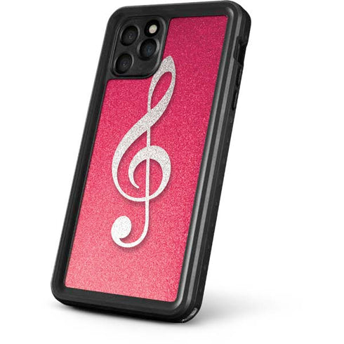 Pink Glitter Music Note iPhone 11 Pro Waterproof Case
