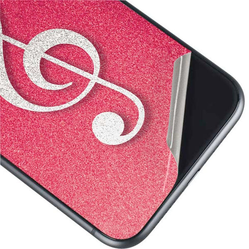 Pink Glitter Music Note iPhone 11 Skin
