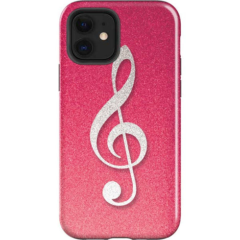 Pink Glitter Music Note iPhone 12 Impact Case