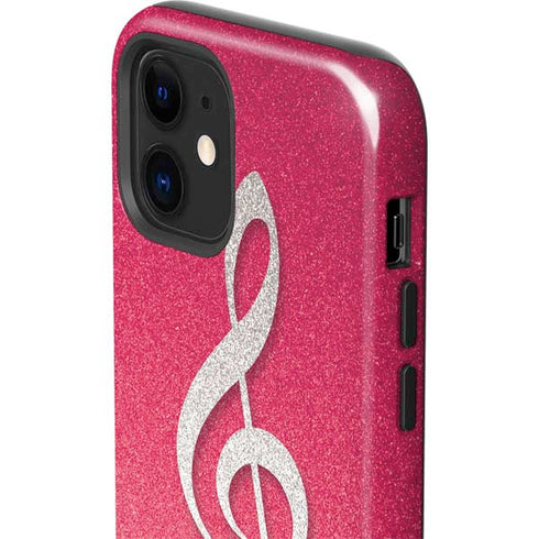 Pink Glitter Music Note iPhone 12 Impact Case