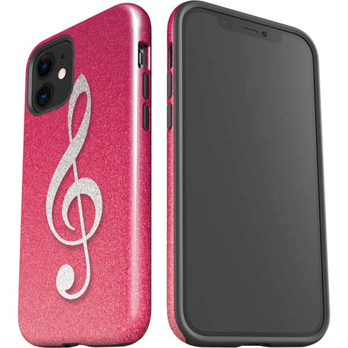 Pink Glitter Music Note iPhone 12 Impact Case