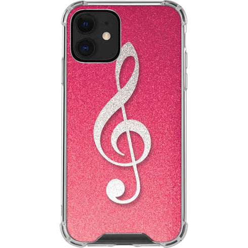 Pink Glitter Music Note iPhone 12 Mini Clear Case