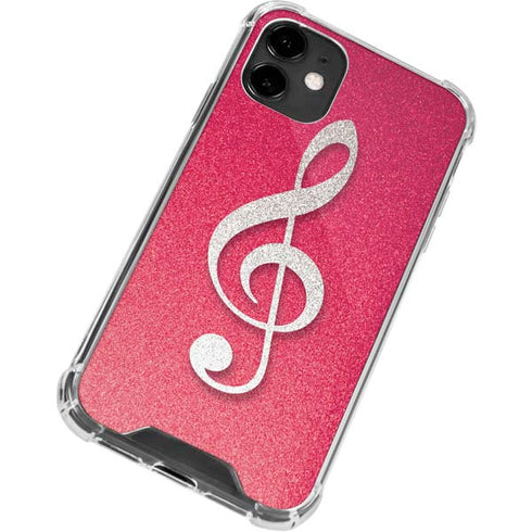 Pink Glitter Music Note iPhone 12 Mini Clear Case