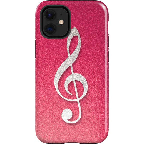 Pink Glitter Music Note iPhone 12 Mini Impact Case