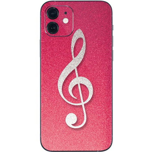 Pink Glitter Music Note iPhone 12 Mini Skin